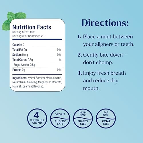 Movemints oral care supplement for comfortable clear aligner tray fitment.