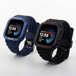 Impact resistant protective smartwatch shell displaying precise button cutouts