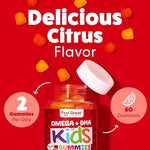 Feel Great Co kids fish free omega multi supplement bottle display showing sixty count volume
