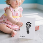 Pet paw print kit application showing dog paw on inkless card paper