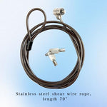 Coiled portable security cable lock showing compact storage inside a laptop bag