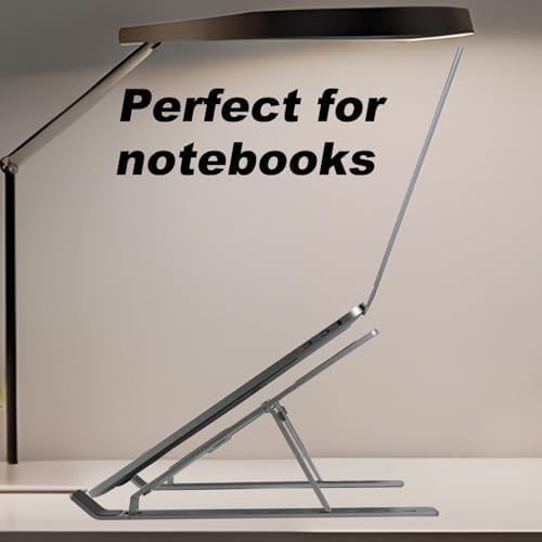 Premium aluminum laptop riser holding a large sixteen inch notebook securely