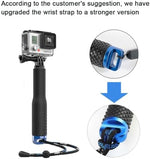 Alsukeay compact action camera pole collapsed down to seven inches showing its portable travel friendly size.
