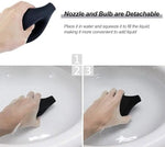 Hand holding the 7.9 ounce easy squeeze enema bulb for colon cleansing.