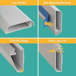 D-Line wire cover showing the hinged one piece design opening for easy cord insertion