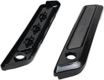 Pair of motorcycle hard bag latch plates showing left and right sides.