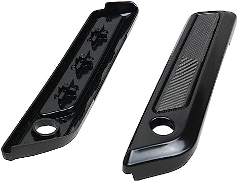 Pair of motorcycle hard bag latch plates showing left and right sides.