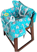Universal 2-in-1 baby high chair cover in a restaurant setting showing thick padding.