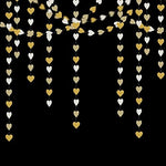 Lasting Surprise heart streamer banner cut into custom shorter lengths decorating a bridal shower table setup.