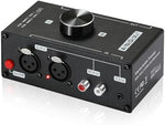 ATNEDCVH audio converter amp rear view detailing balanced XLR and RCA output connections