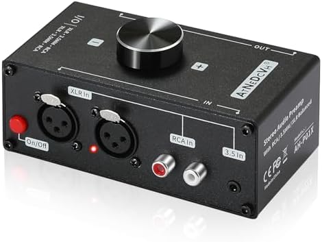 ATNEDCVH audio converter amp rear view detailing balanced XLR and RCA output connections