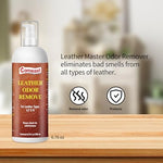 Before and after demonstration of leather restoration using Comeast cream