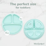 Three WeeSprout silicone divided plates with matching lids