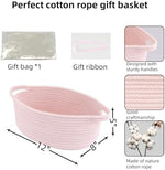 APOMOONS regular pink cotton rope storage hamper displayed alongside the included clear wrapping bag and ribbon.