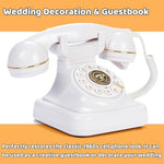 Side profile of RetroVox white wedding guest book telephone