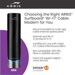 Arris Surfboard G54 back panel displaying the dedicated ten gigabit ethernet port and four standard one gigabit ports.