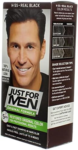 Just For Men H55 hair dye bottle and developer side view