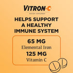 Side view of Vitron-C dietary supplement bottle listing premium imported ingredients.