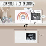 High quality real glass cover on the rainbow theme ultrasound picture frame protecting a baby scan photo.