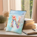 Durable cotton and linen book cover with letter N print