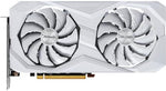 ASRock white graphics card showing the premium metal backplate and sleek profile