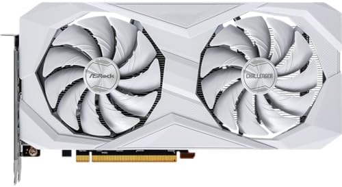 ASRock white graphics card showing the premium metal backplate and sleek profile