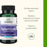 Authentic Swanson L-Selenomethionine herbal support pills for immune and thyroid wellness.