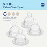 MAM newborn baby bottle teats showcasing the unique symmetrical flat shape for natural latching.