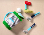 Complete five piece Genius Baby Toys infant golf play set organized neatly for gifting.