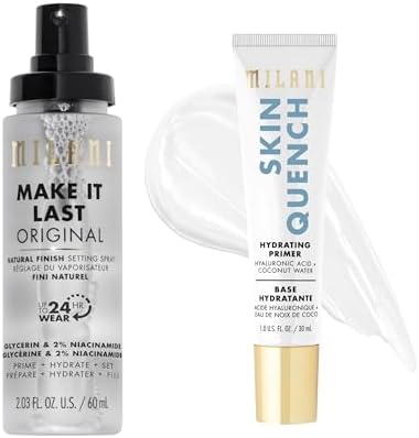 Milani Make It Last setting spray and primer set front view long lasting makeup fixer