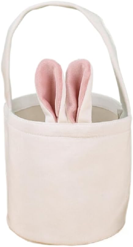 LKQBBSZ Easter basket for kids front view showing bunny ears and cotton rope design.