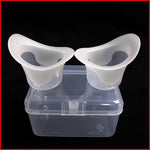 Two pack blue and pink eye wash cups for makeup removal and hygiene