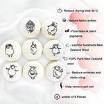Reusable eco friendly wool balls for drying machine energy saving laundry care.