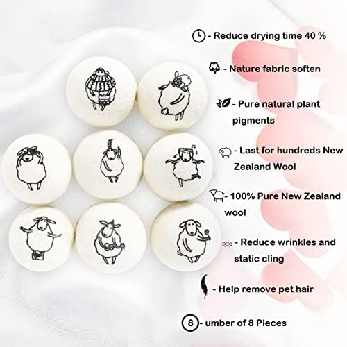 Reusable eco friendly wool balls for drying machine energy saving laundry care.