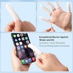 Waterproof latex cots shielding a minor finger wound from external moisture
