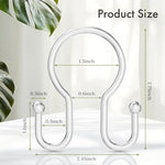 Bathway twelve piece premium transparent shower hangers showing double sided hook design