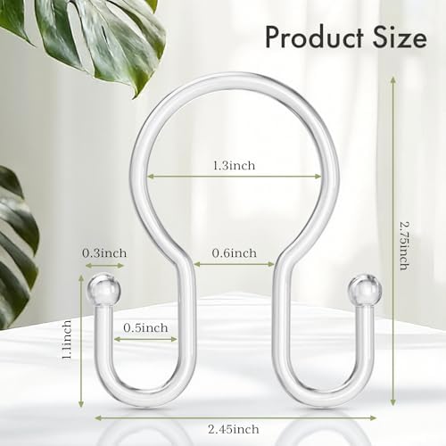 Bathway twelve piece premium transparent shower hangers showing double sided hook design