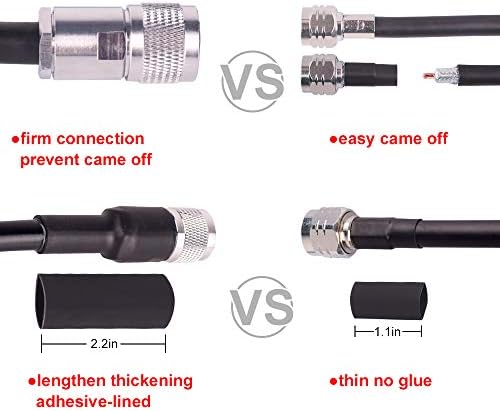 Durable UV-proof black jacket of the 3ft coax antenna cable