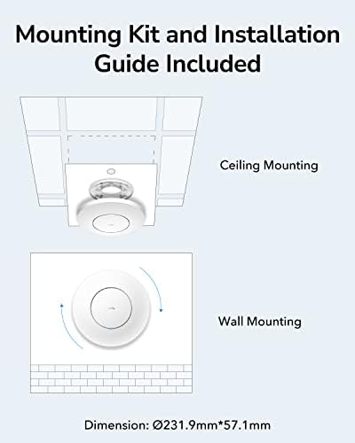 Cudy AC1200 gigabit RJ45 access point packaging contents including the main device and mounting kit