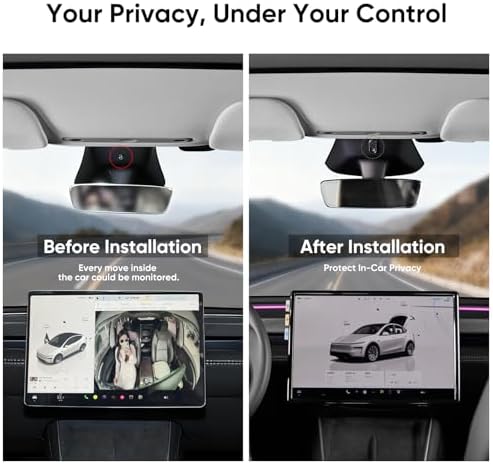 Thickened interior cabin camera shield showing open and closed privacy states