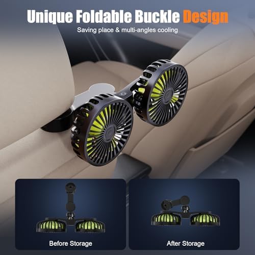 Child safe tight mesh cover detail on modern backseat cooling fan