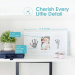 Pearhead newborn keepsake frame packaged in a beautiful white gift box ready for a baby shower present