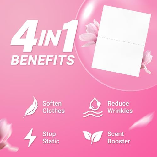 Magnolia scented fabric softener strips for washing machine static reduction.