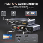 Avedio Links audio extractor device displaying the three operating mode toggle switch details.
