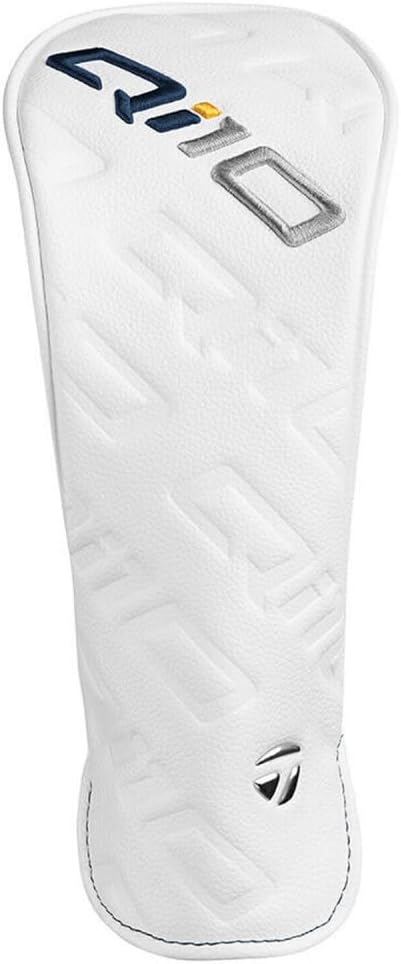 TaylorMade leather golf club headcover front view for driver and fairway wood protection.