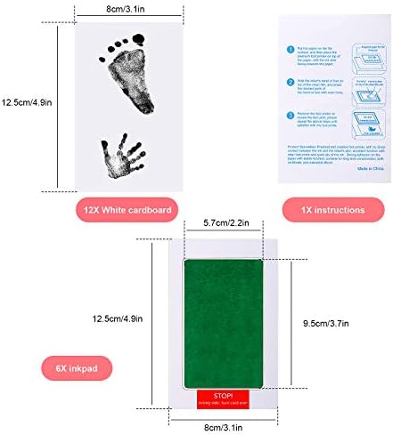 Infant hand making an impression on a mess free colorful newborn imprint pad
