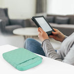Side profile of Cayeelu slim padded Kindle sleeve