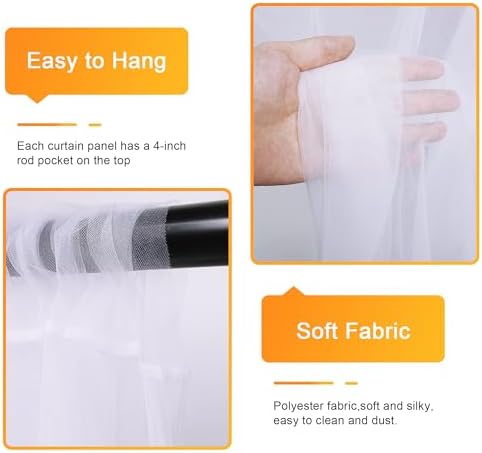 Fomcet 10x8 feet double layer polyester tulle curtain close up on rod pocket