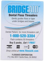 FLOSSAID BridgeAid 2 packs of 50 showing authentic USA packaging