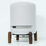 H Huaberich walnut wood speaker stand showing cable management